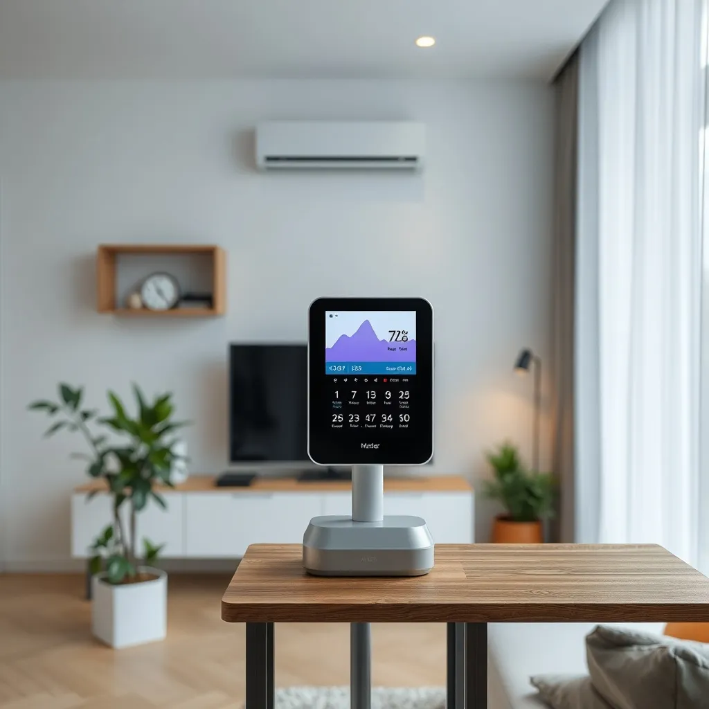 Professional air quality monitoring device in a clean modern