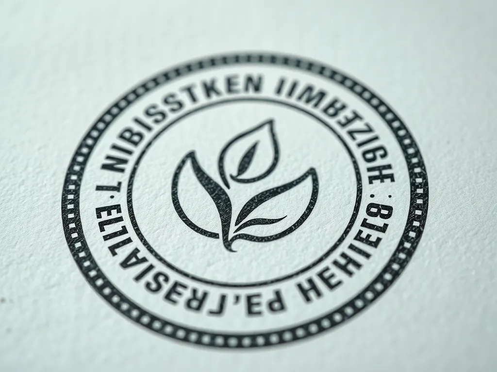 Professional close-up of an official ecological certificatio