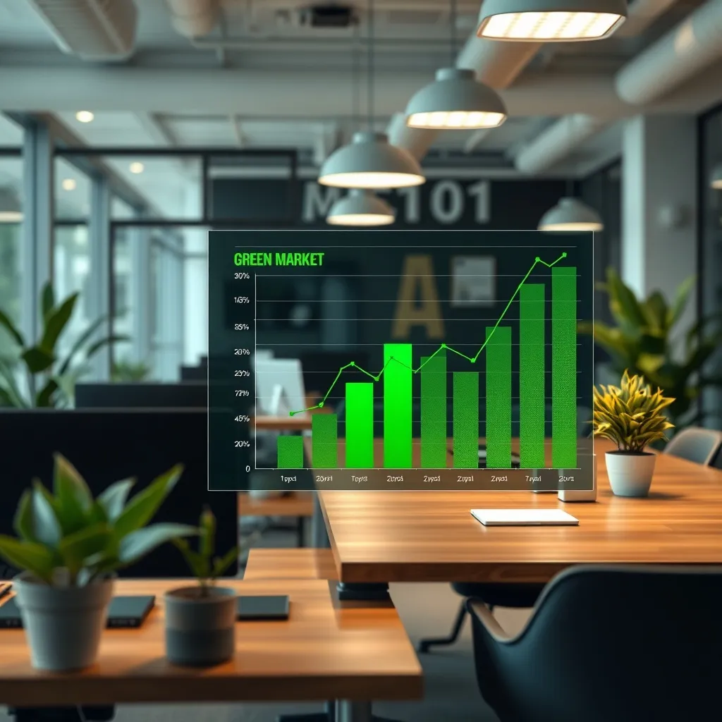 A professional data visualization chart showing green market